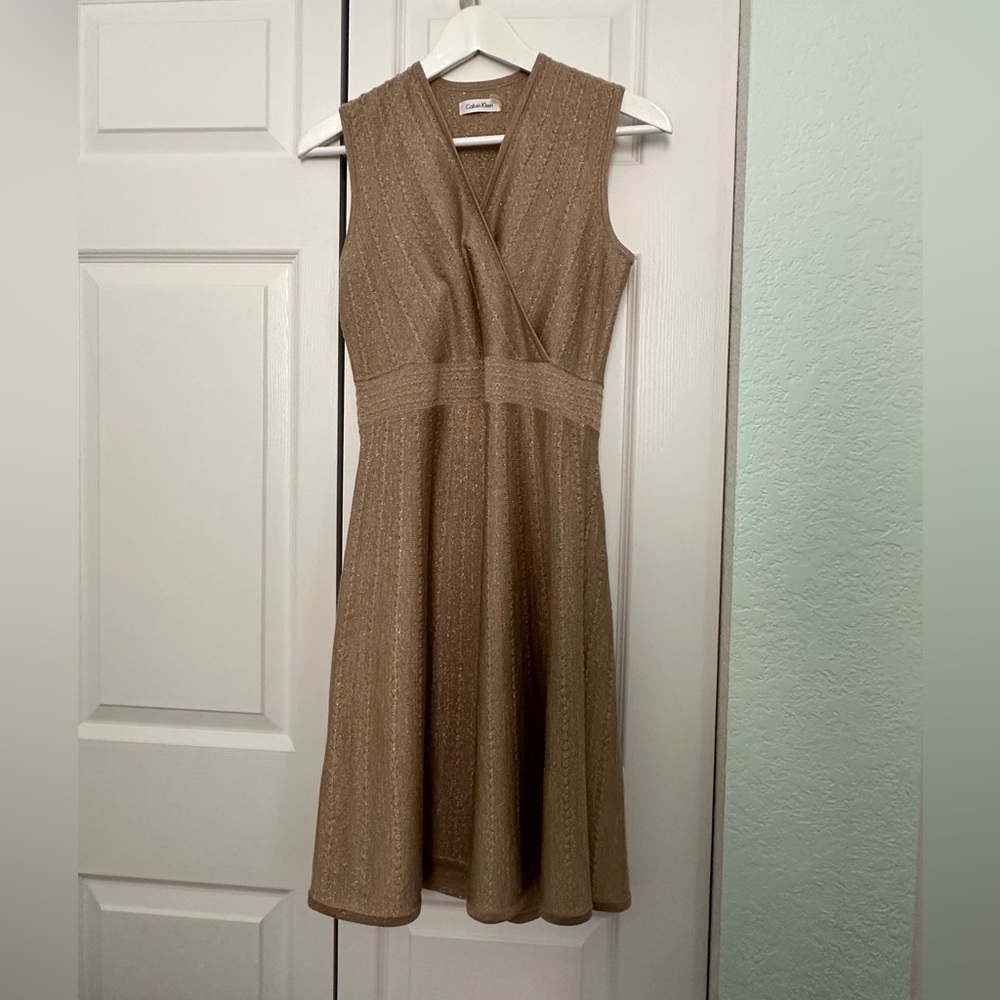 Serena VDW Gold Metallic Calvin Klein Dress